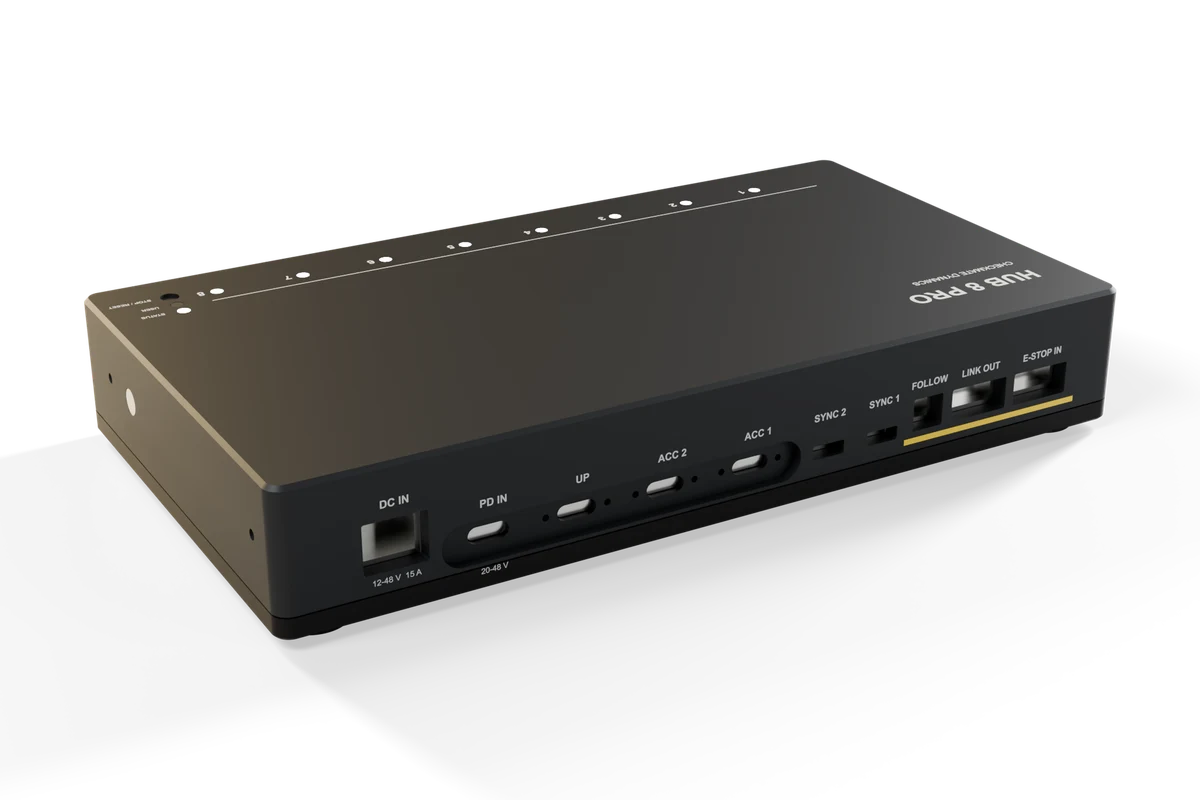 Rear panel of the Hub 8 Pro eight-port USB-C hub, concept render