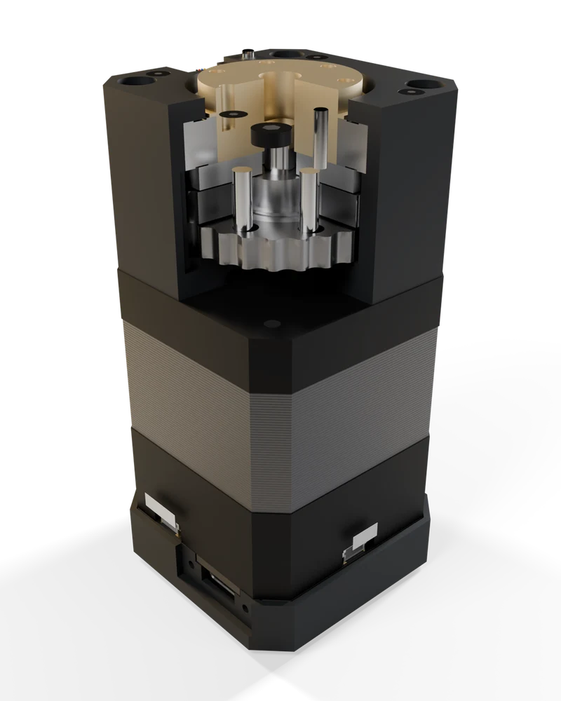 Quarter cut-away of the 25:1 metal cycloidal reducer, concept render