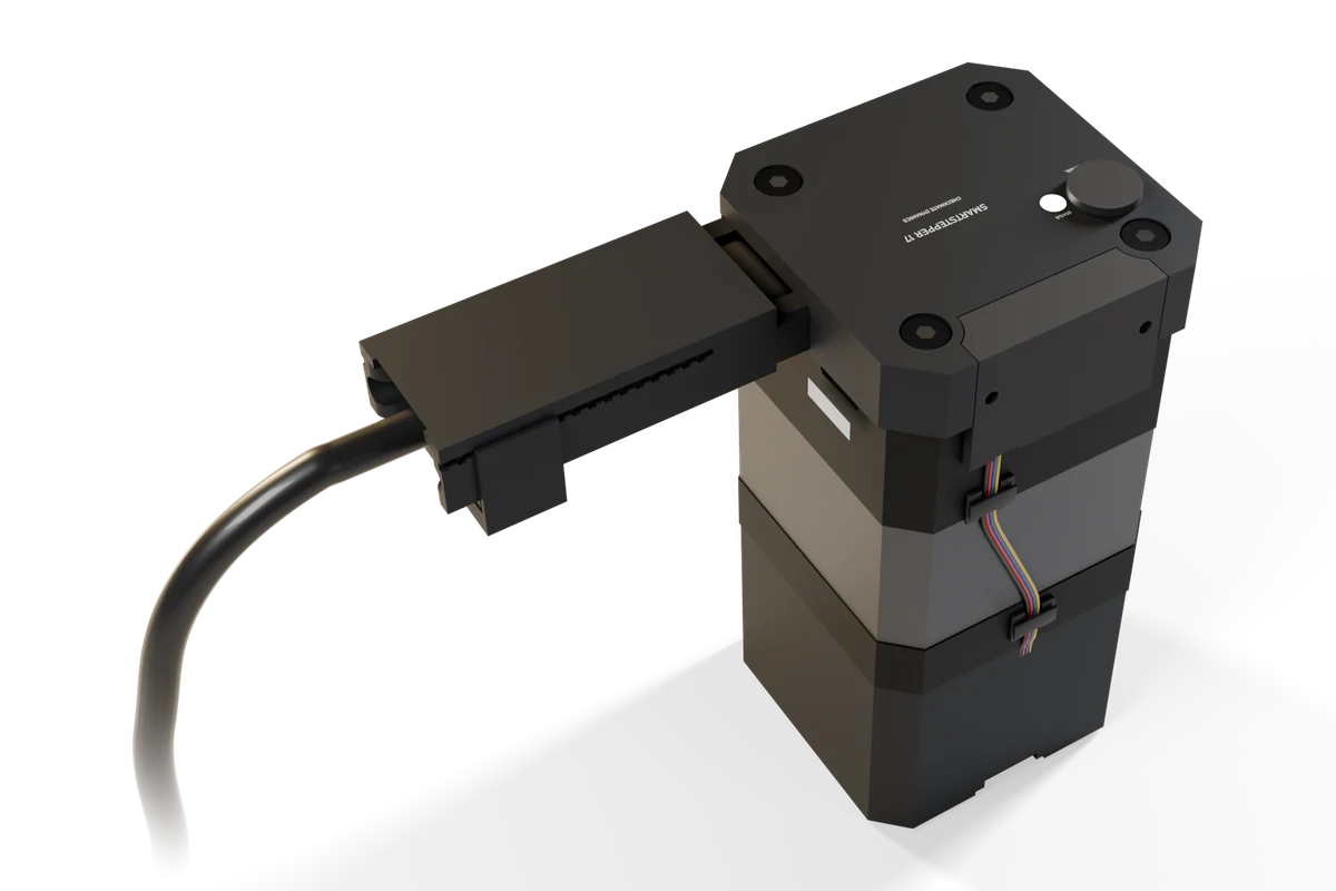 Cable Clip holding a USB-C bus cable in a node port, concept render